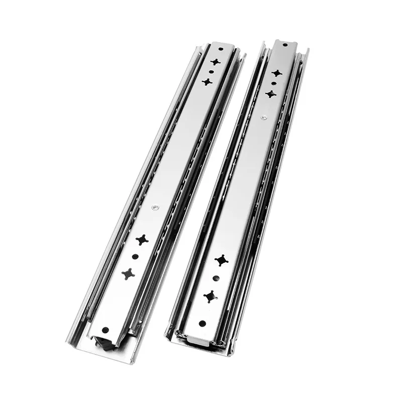 

53mm Heavy Duty Drawer Slides Rail Track Full Extension Ball Bearing Load 120kg Three Fold Cold Rolled Steel Drawer Slide Rails