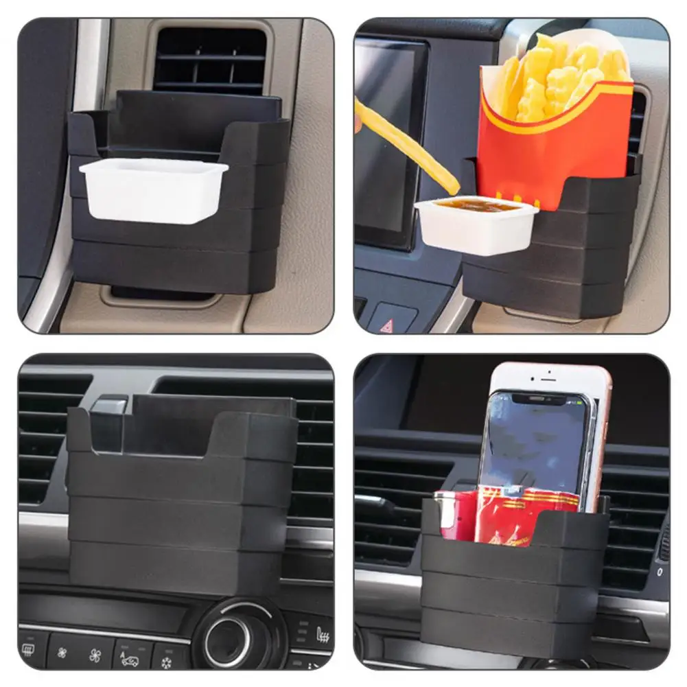 Auto Fries Holder Universal Car Air Vent Snacks Storage Case with Seasoning Box Fries Holder Auto Accessories for Ketchup Sauce