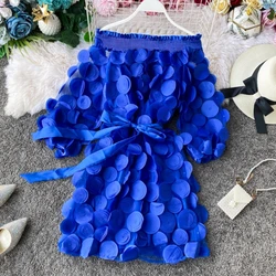 2024 Spring Sexy off shoulder dresses bandage short Dress summer flower Party casual Women beach holiday a-line elegant dress