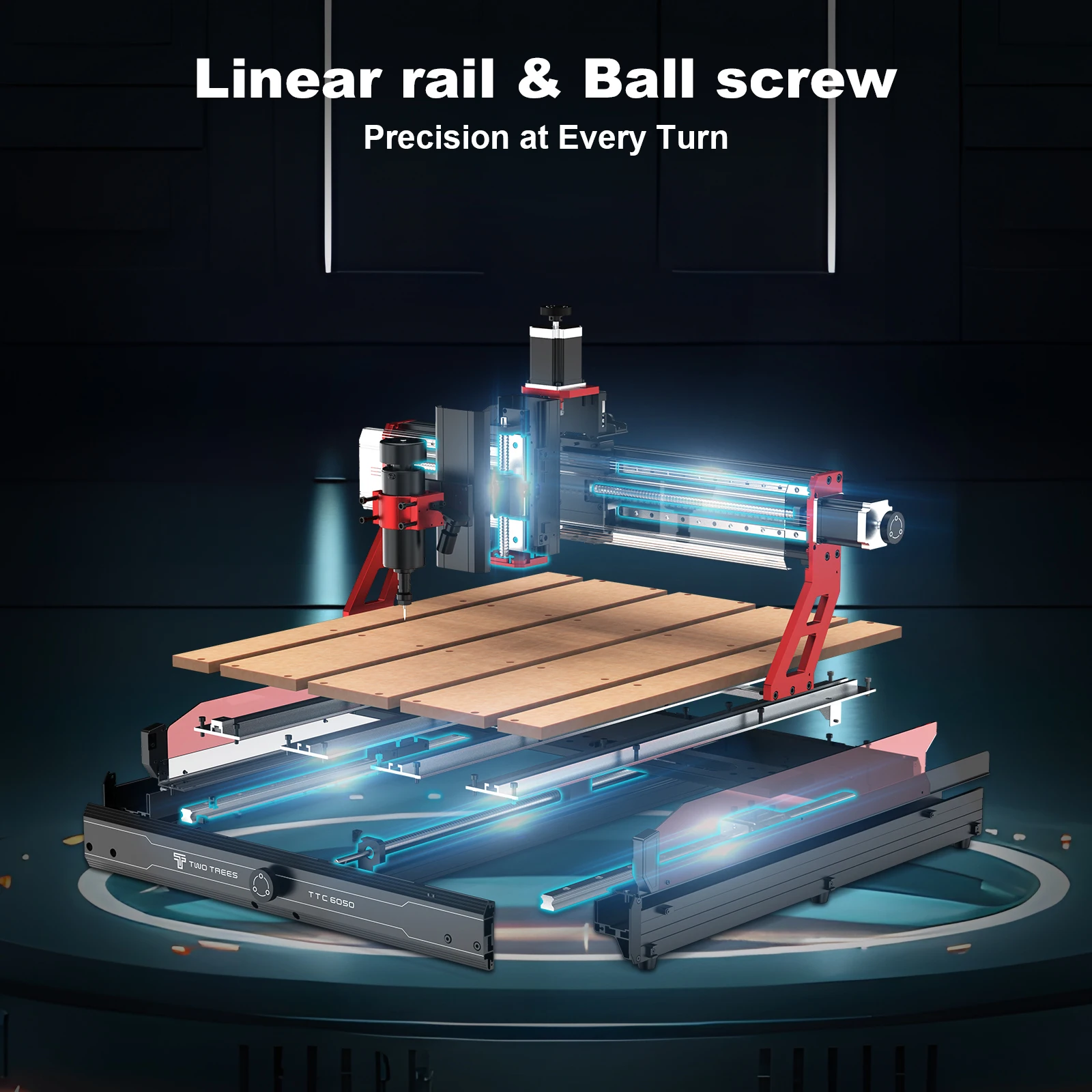 

Twotrees TTC6050 CNC Router Machine Wood Carving Turning Machine 600x500x100mm Atc Service Router Motor Bearing Core
