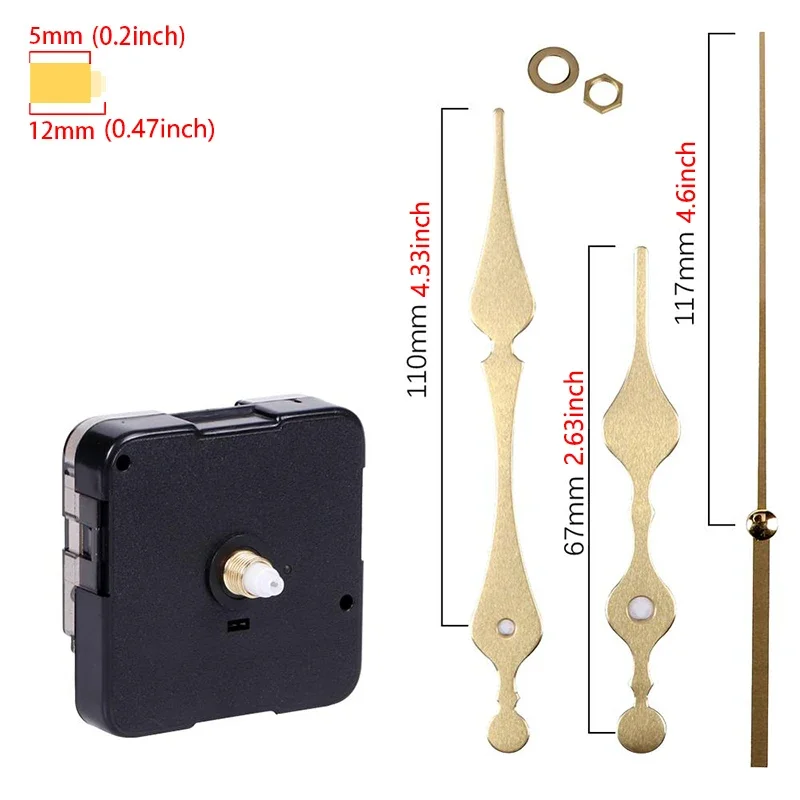 Clock Mechanism Silent Quartz Movement Machine Wall Hands Pointer Set Clockwork Table Long Shaft DIY Watches Repair Parts