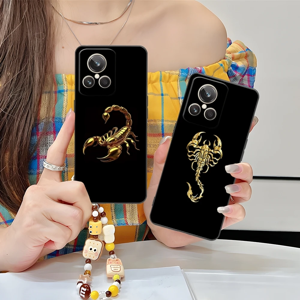 Colored Golden Scorpio Mobile Cell Phone Case for Realme GT 2 9i 8i 7i Pro X50 X2 C35 C21 C20 C11 C3 Black Phone Cover Shell