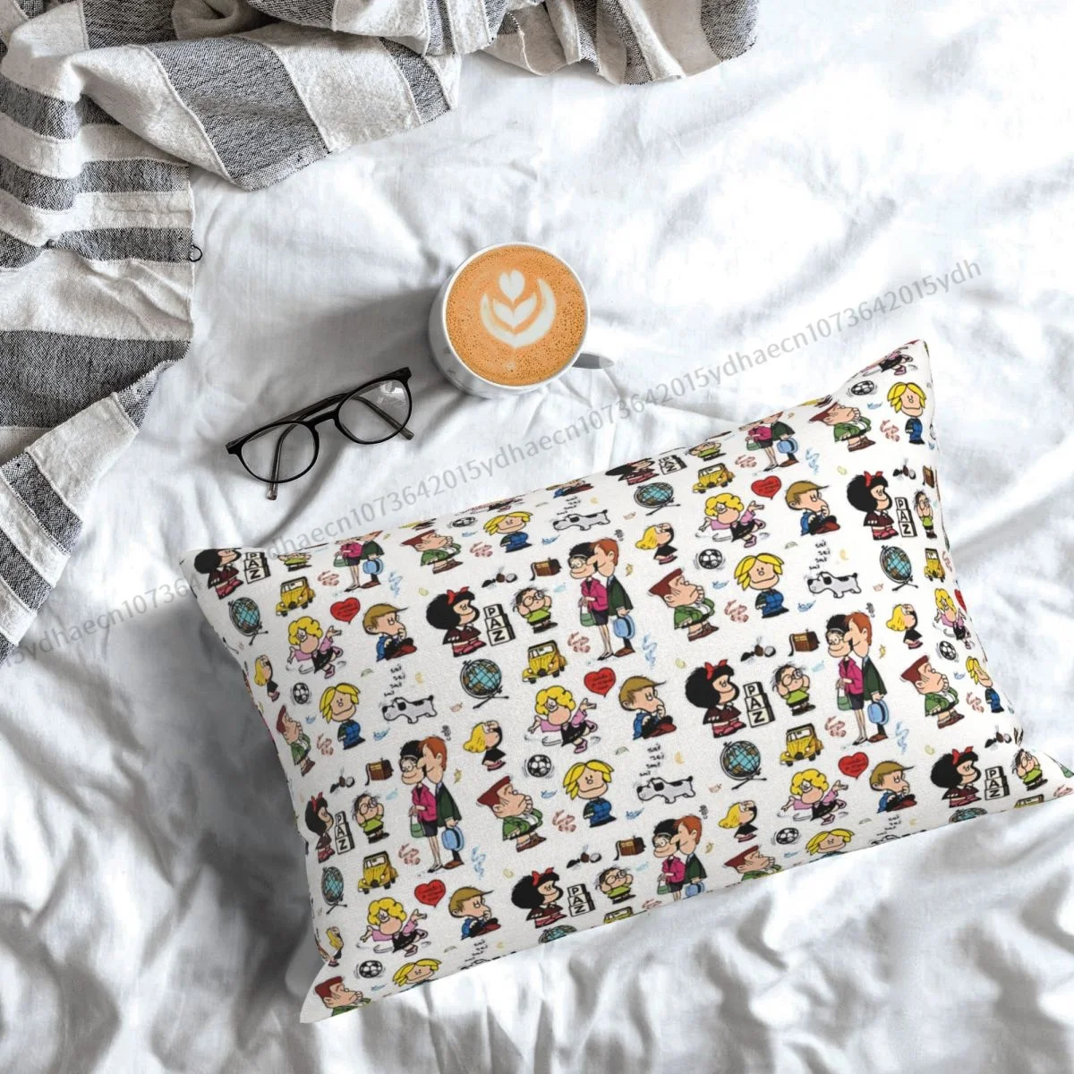 Her Characters Printed Pillow Case Mafalda Quino Comics Backpack Cushions Covers Breathable Home Decor Pillowcase