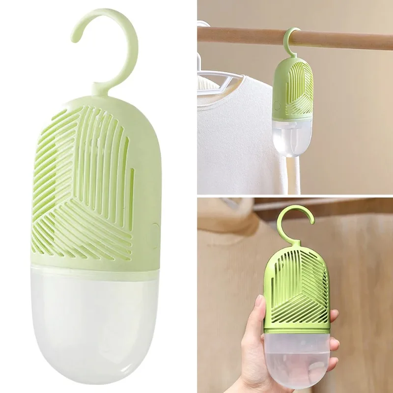 Caja de deshumidificación de ropa, paquetes de deshumidificador colgantes antimoho con colector de agua y gancho desmontable