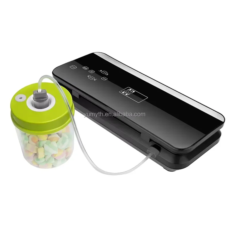 Automatic vacuum sealer with touch lever for opening and closing lids, built-in bag cutter for home food packaging