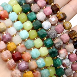 Natural Stone Square Agates Amethyst Tiger Eye Rose Quartz Cube Loose Spacer Beads For Jewelry Making DIY Charm Necklace Earring
