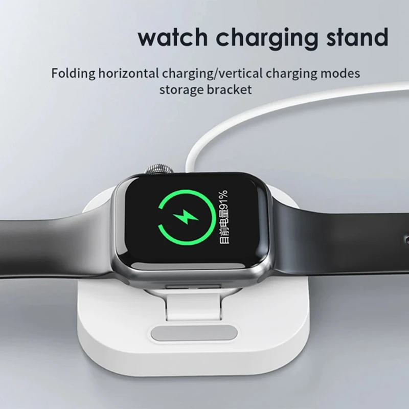 2 In 1 Portable Wireless Charger For Magnetic Charging Dock Station Type C Charger For Apple Watch Series 9 8 7 6 5 4 Durable B