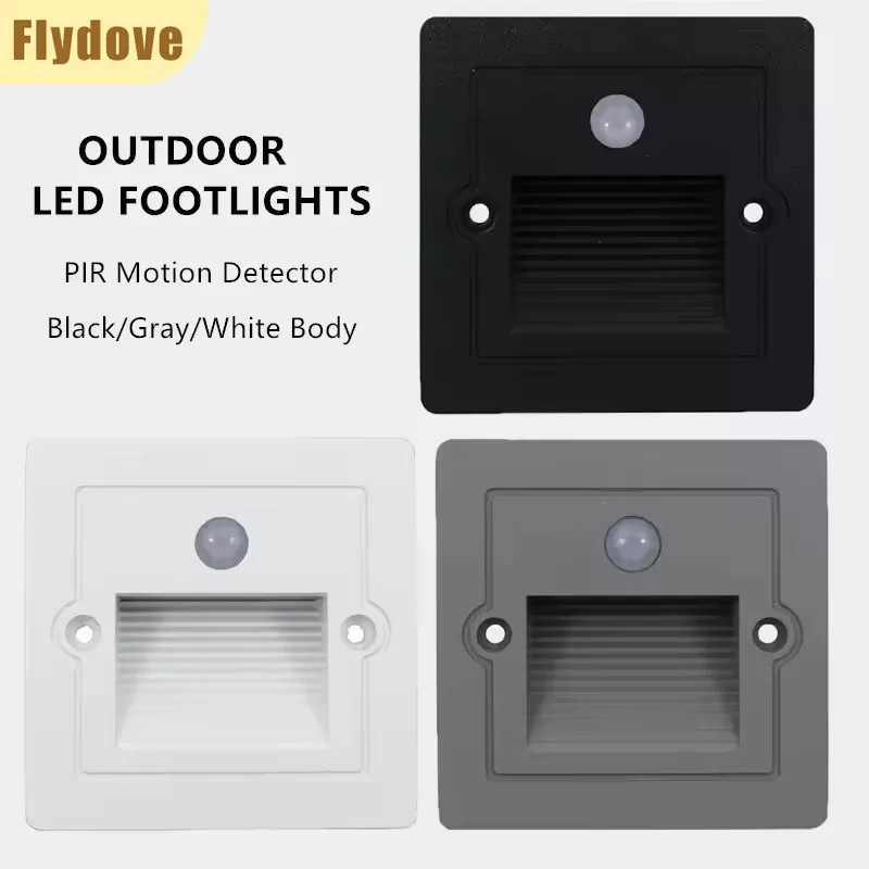 

Embedded LED Outdoor PIR Motion Sensor Foot Light 100-240V Waterproof Step Corridor Fence Intell Igent Induction Stair Lamp
