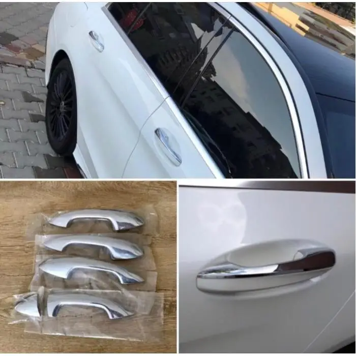 Chrome Door Handle Cover Trim For Mercedes Benz E Series W213 C Series W205 Chrome Door Handle Cover Nickel Fully Compatible