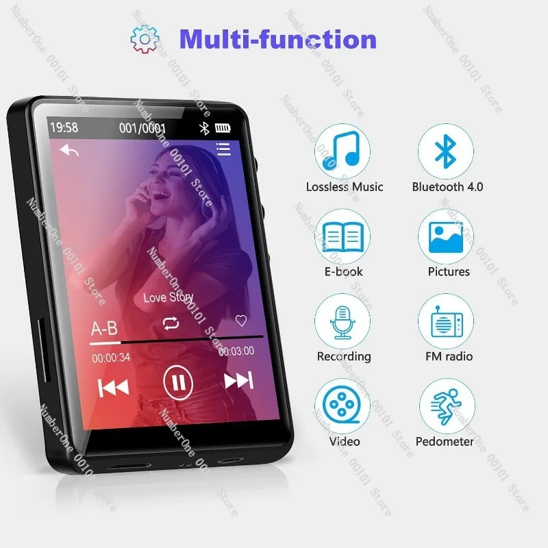 2.8-Inch Bluetooth MP3/MP4 Reading Novels Touch Screen Student Mini Walkman Music Player