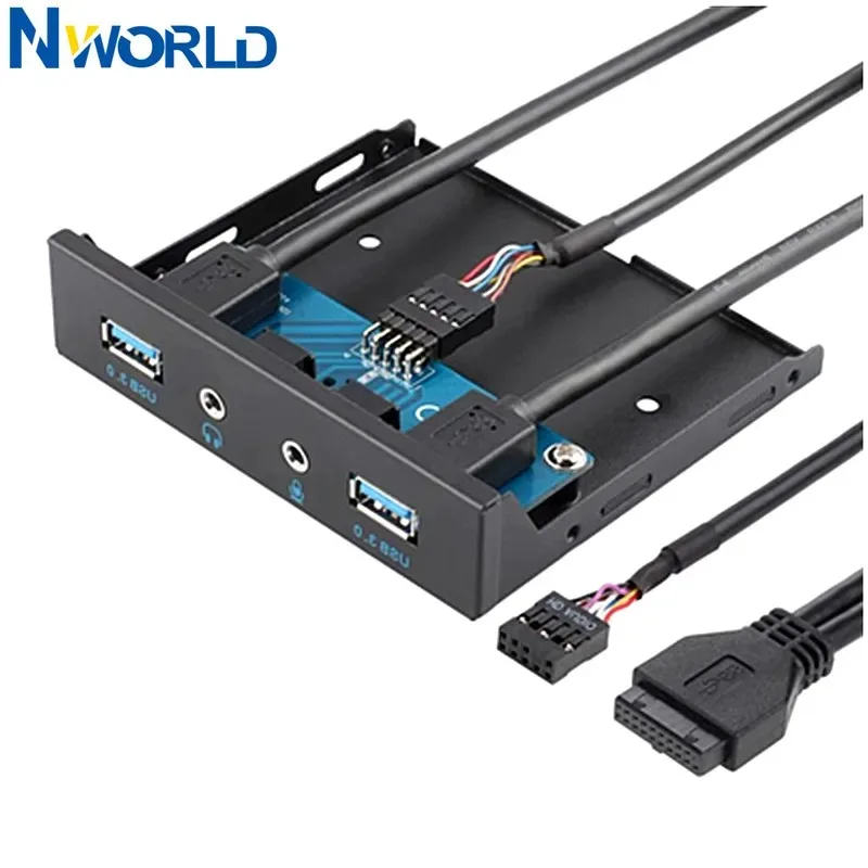 Hot Sale 20Pin 4 Port USB 3.0 Hub PC Front Panel Bracket HD Audio 3.5mm Earphone MIC Connector for Desktop 3.5