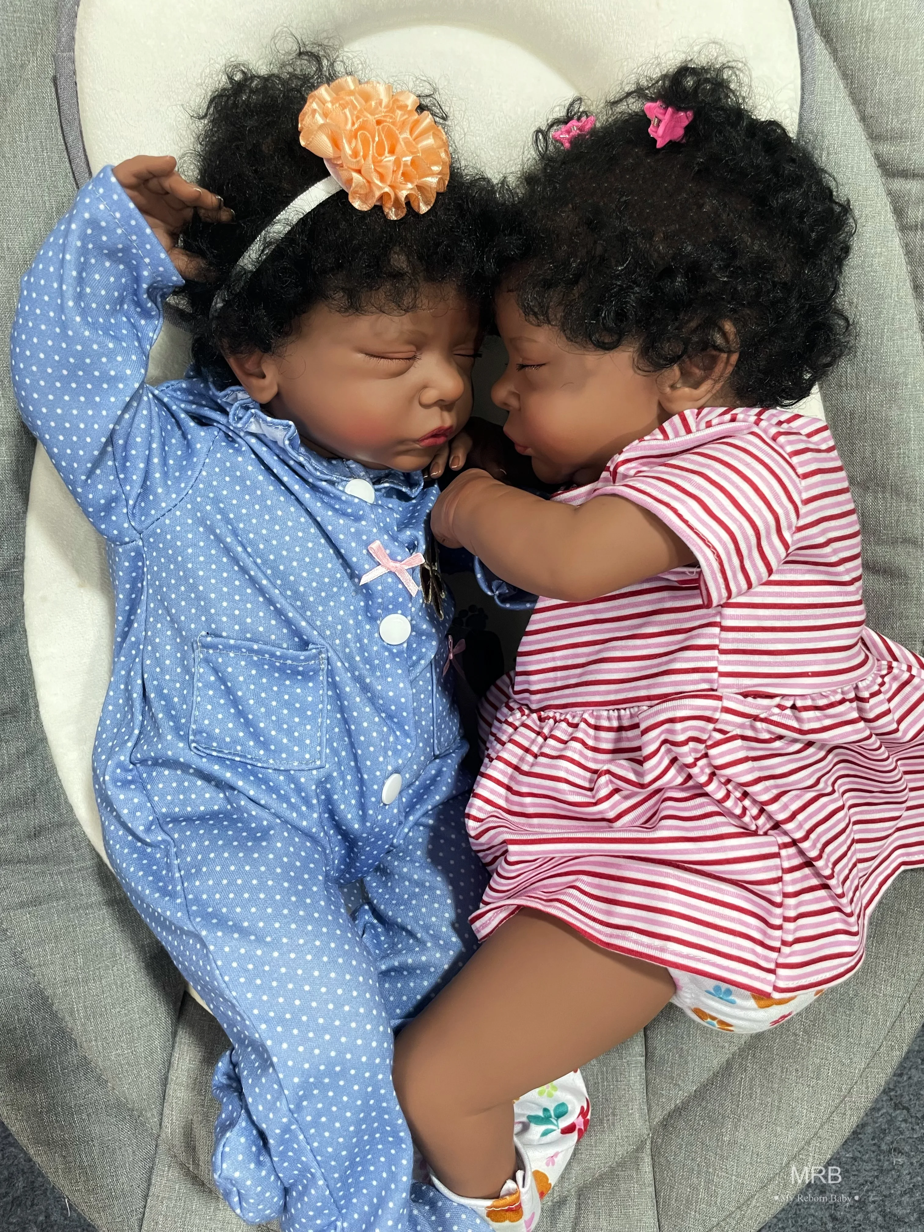 

19Inch African American Doll Twins Romy Black Skin Reborn Baby Finished Newborn With Rooted Hair Handmade Toy Gift For Girls