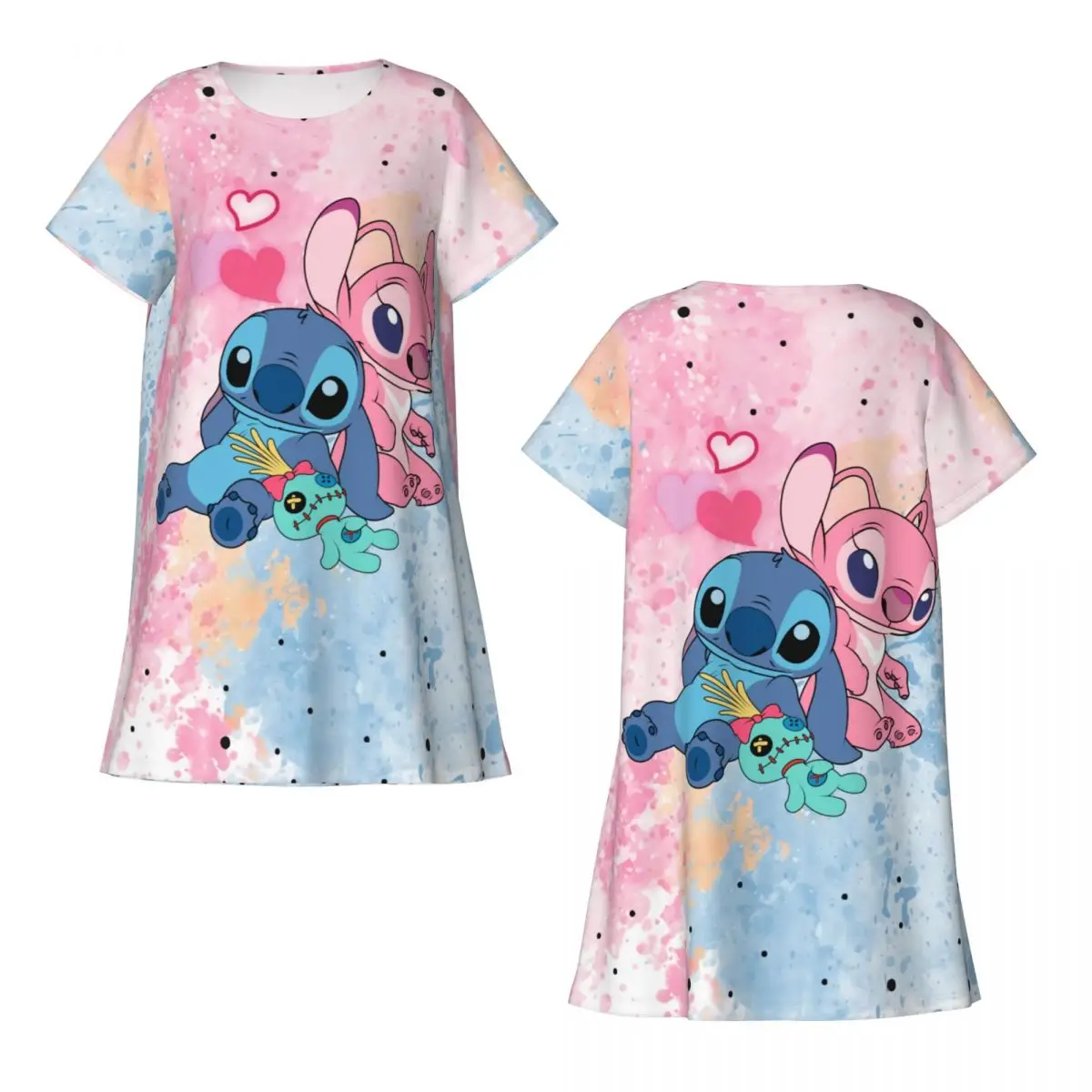 Niestandardowe ściegi w miłości Anime damska koszula nocna z krótkim rękawem koszula nocna na zakupy podróże koszula nocna bielizna nocna z krótkim rękawem