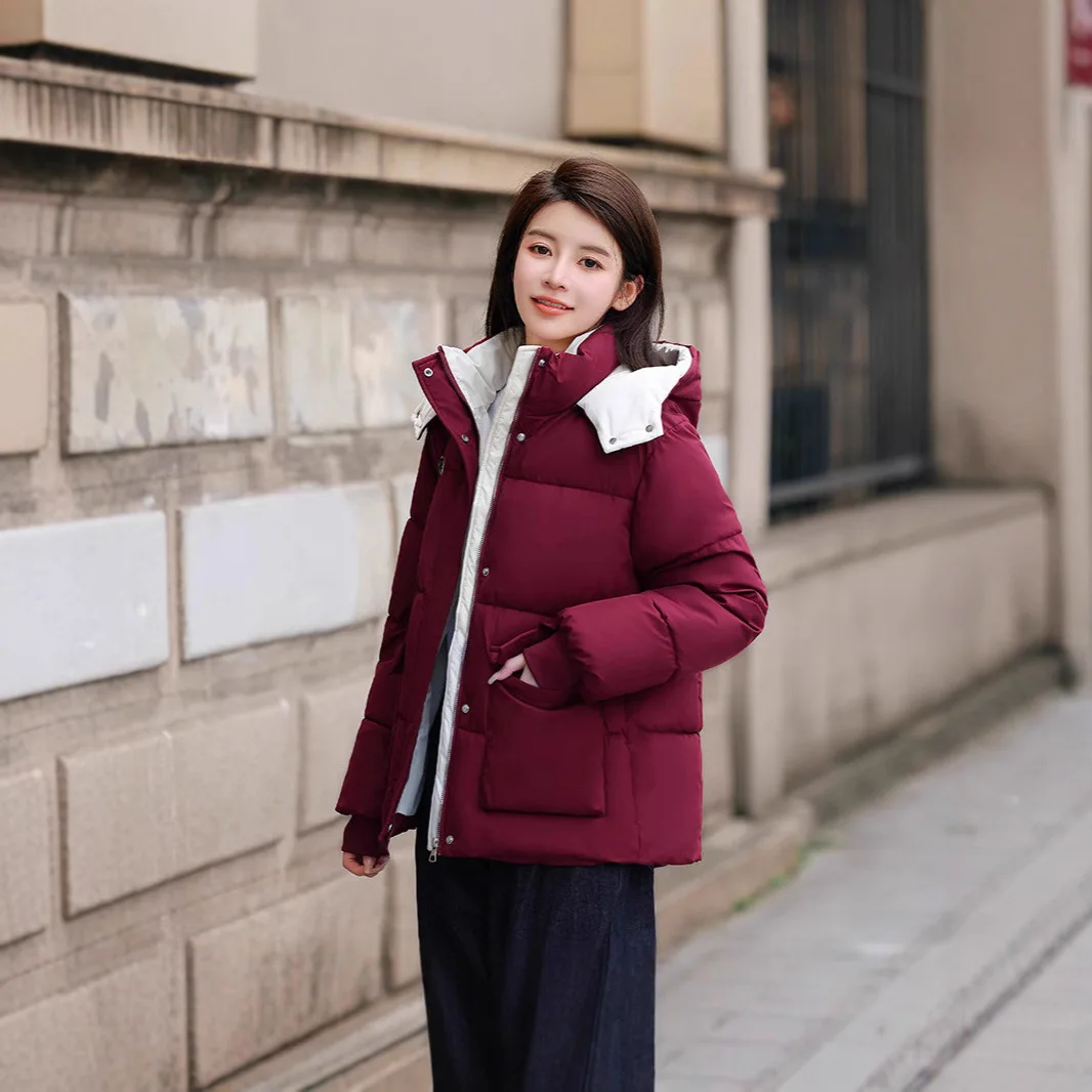 Korean Retro Checkered Down Cotton Jacket for Women in Winter 2025, New Cotton Jacket with Loose Fit