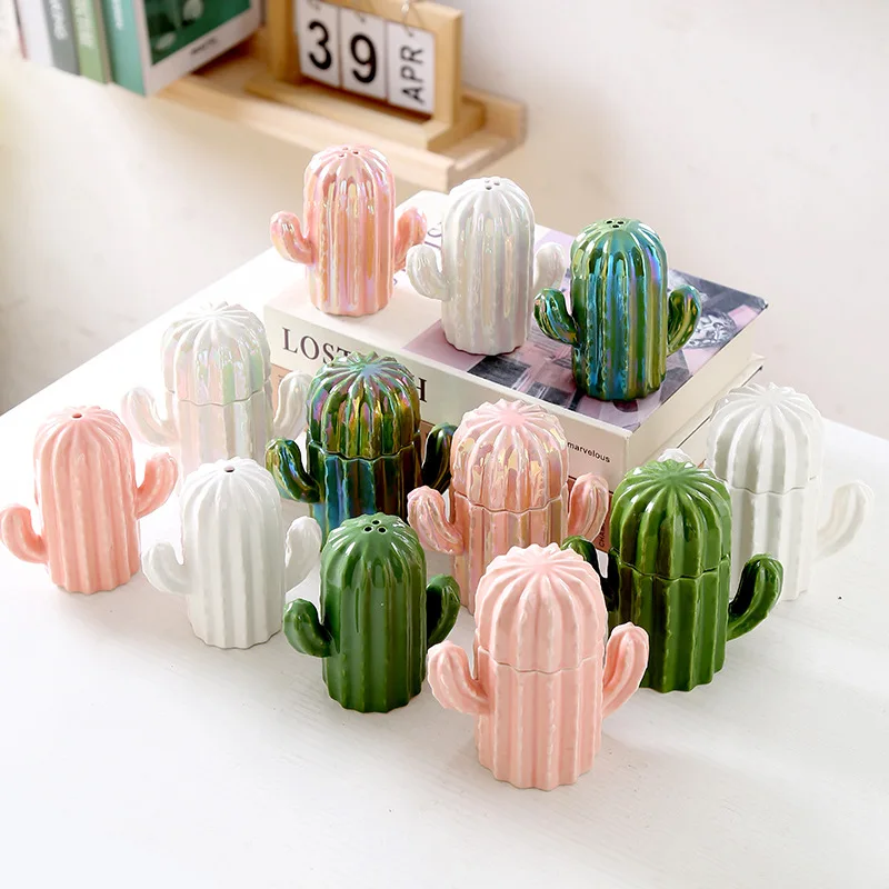 Creative Ceramic Toothpick Box Home Upscale Cactus Toothpick Holder Personalized Cotton Swab Box Floss Storage Box Toothpick Jar