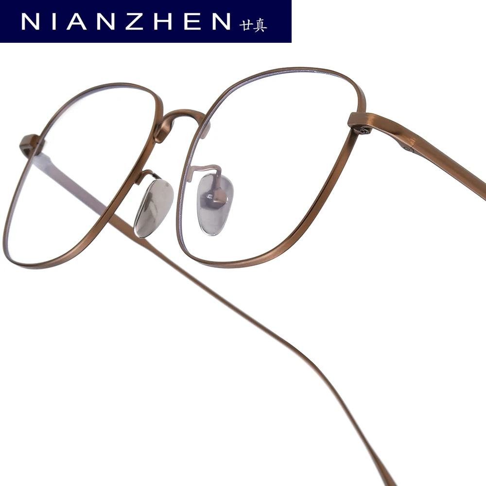 

NIANZHEN Titanium Alloy Eyeglasses Frame Men Square Brand Design Glasses Women Ultralight-Weight Retro Eyewear Spectacles 703