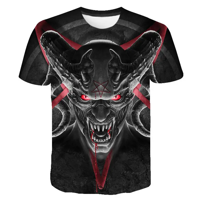 2023 New Summer Fashion Satan Pattern T-shirt Men Women Children 3D Printed Casual Short Sleeve Boy Girl Kids Cartoon Tops