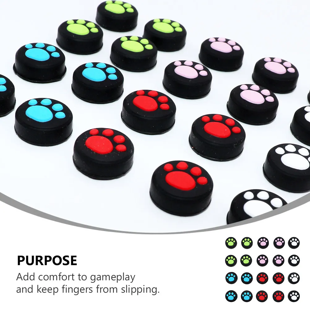 20Pcs Ergonomic Silicone Joystick Caps with Cat Claw Pattern Non-Slip Thumb Grip Cover for Game Controller Long-Lasting Use