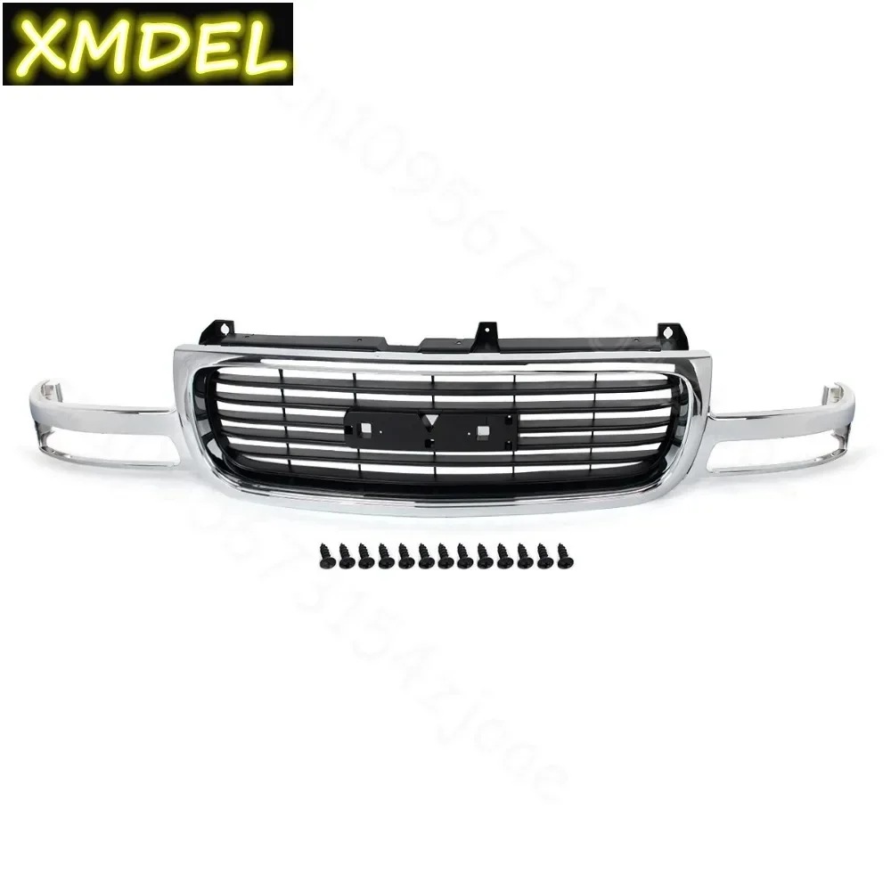 auto for GMC Sierra 1500 1999-2002 Glossy Black Front Hood Grills Front Bumper Upper Grille Radiator Mesh Grill Racing Grills