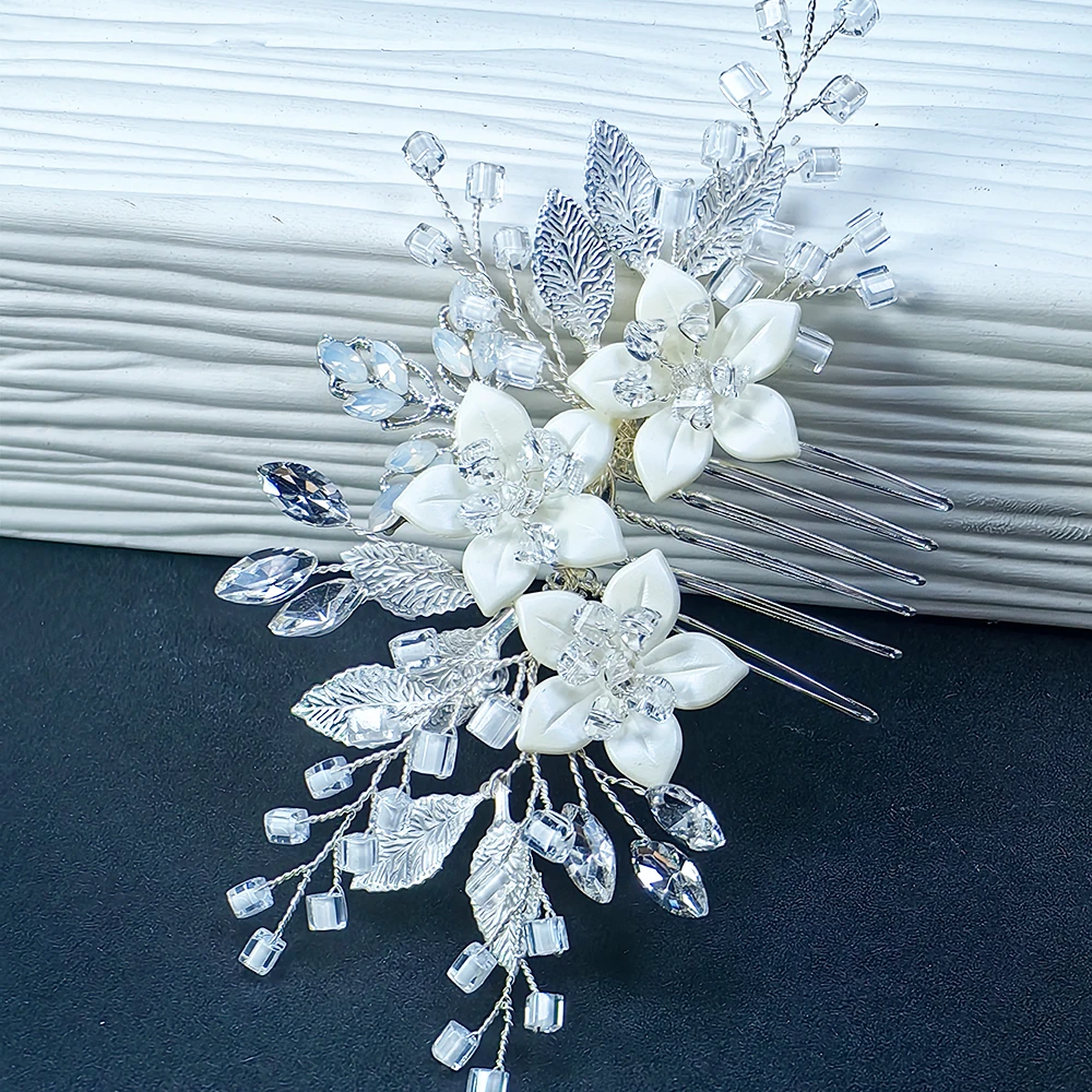 Wedding Hair Comb Clip Bridal Crystal Wedding Hair Accessories for Brides and Bridesmaid, Silver