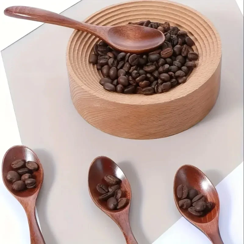 1~6PCS Wooden Coffee Spoons Non-Stick Small Small Teaspoon for Mixing Stirring Tasting Coffee Drink Stirrer Teaspoons Tableware