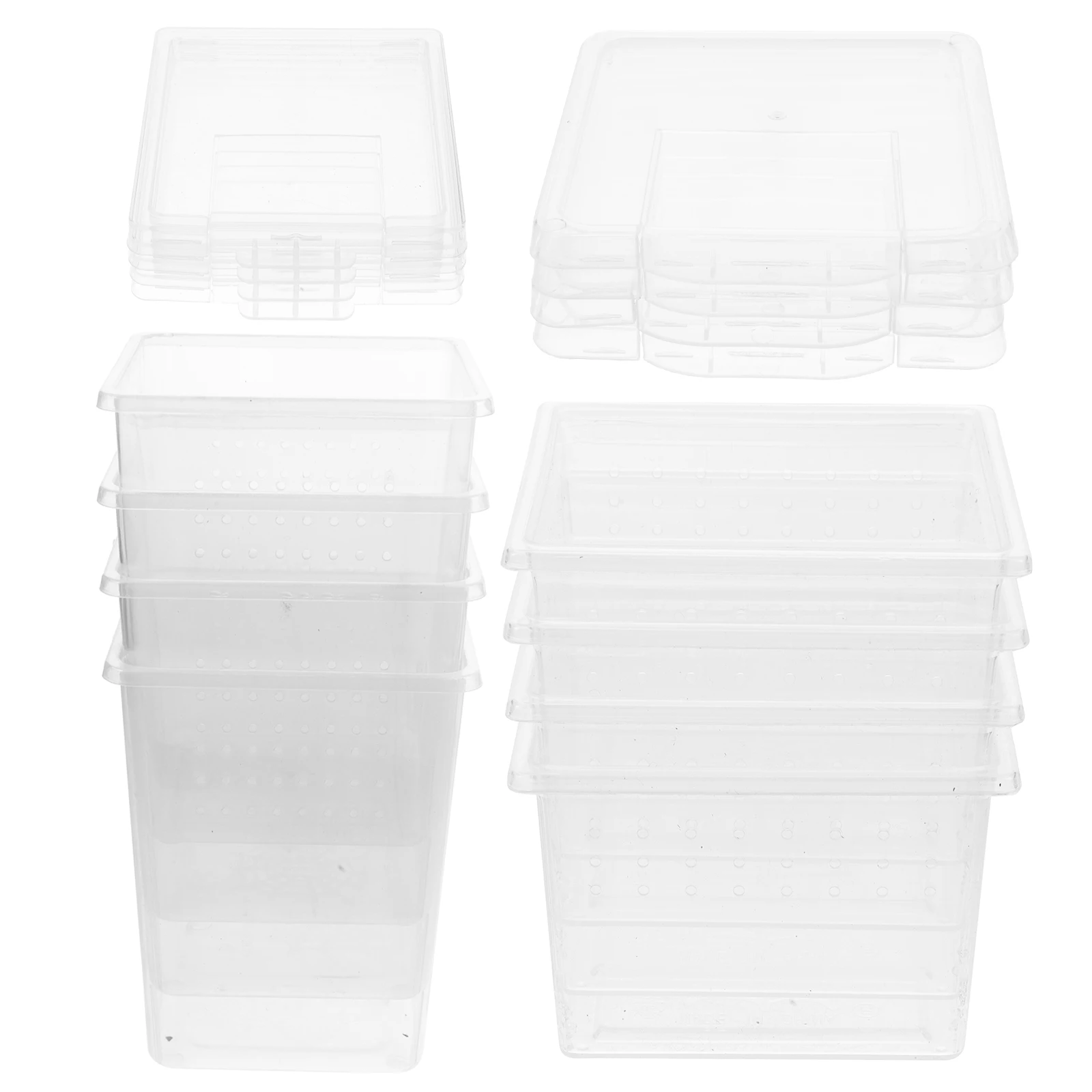 

8Pcs Ventilative Plastic Reptile Cage Multi-Function Feeding Box for Snake Spider Scorpion Turtle Crab Cricket Cage