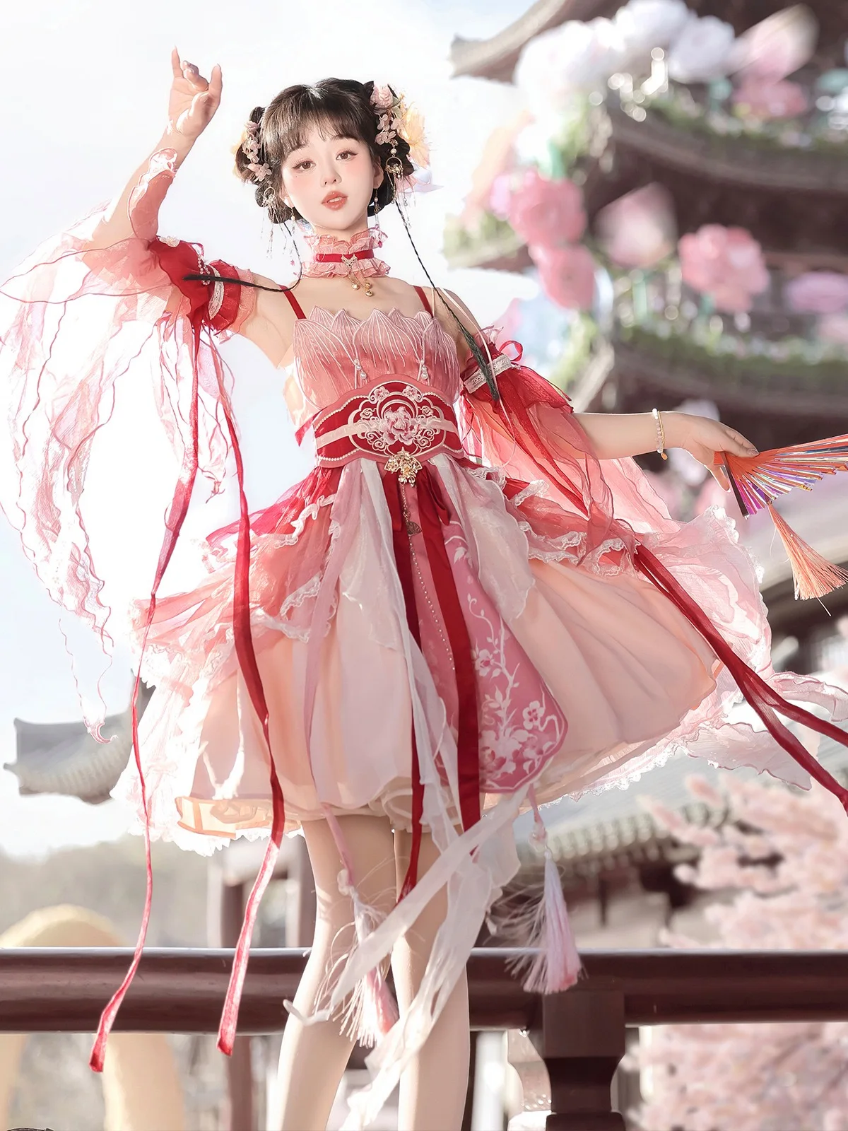 Original And Improved Hanfu Dress Daily Chinese Style Han Elements New Chinese Style Feather Rust Waist Seal Suspender Dress
