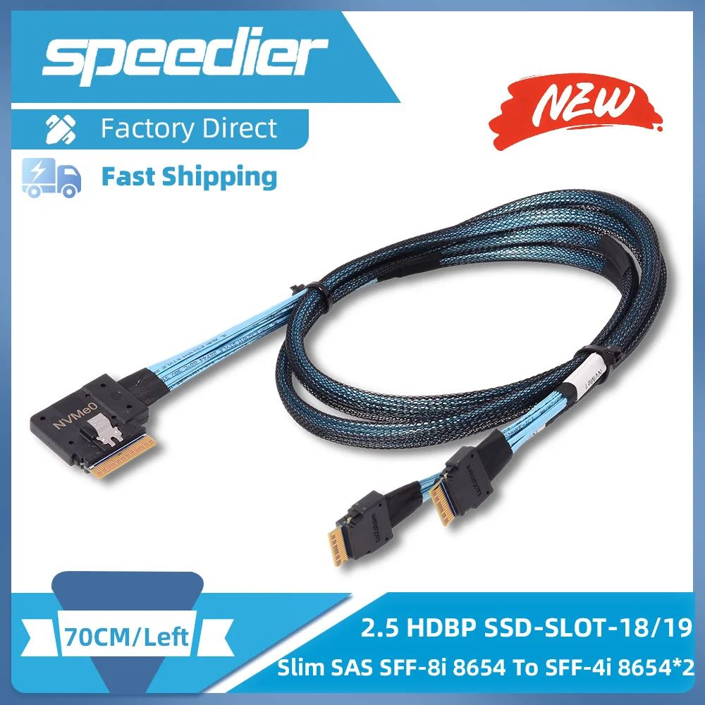 

Кабель для передачи данных SAS SFF8654 8i на 2x8654 4i, угловой (90 градусов), тонкий, для серверных массивов, один на два