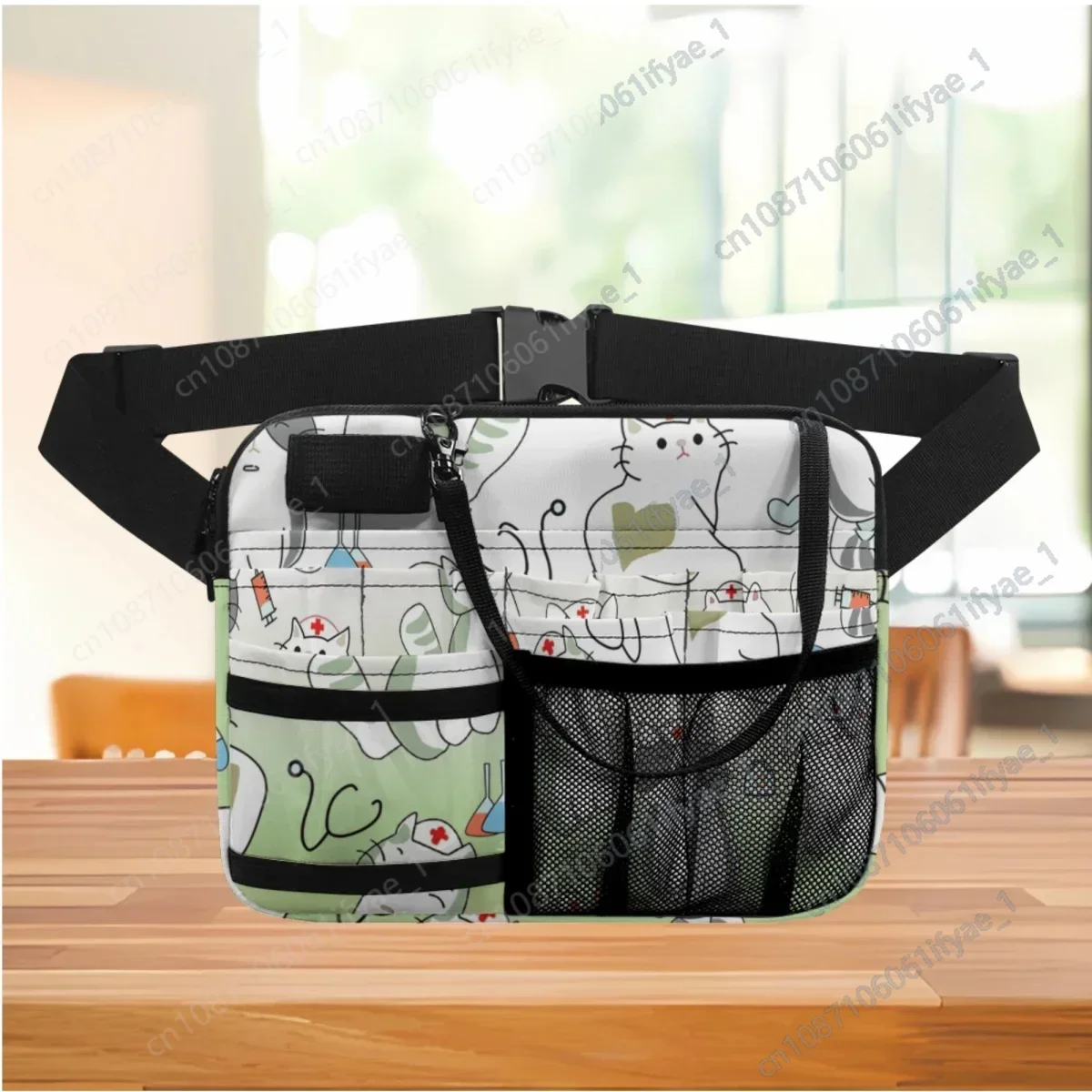 Kawaii Nurse Cat Designer Mesh Multi-Pocket Waist Bag Practical Hospital Work Portable Fanny Pack Organizer Pouch riñonera mujer