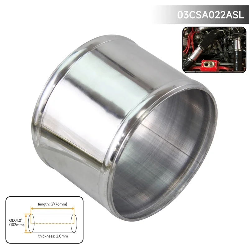 

Straight 80-102mm 3.15"-4.0" Inch Piping pipe Intercooler Turbo Intake Air Piping L=76mm Black/Silver
