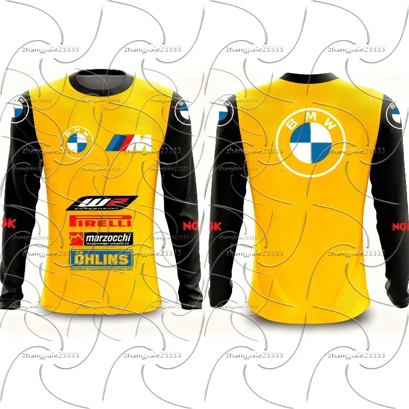 

New Motorcycle 3D Printed Riding Suit, BMW Quick Drying Riding Suit, Men's Fashionable Casual Long Sleeved Sportswear