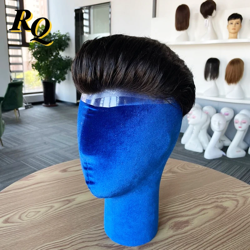 Pre Styled Slicked Back Thin Skin Men Toupee 0.04mm Human Hair Men Wig Hair Replacement Systems Hair Piece Protesis Hombre Male