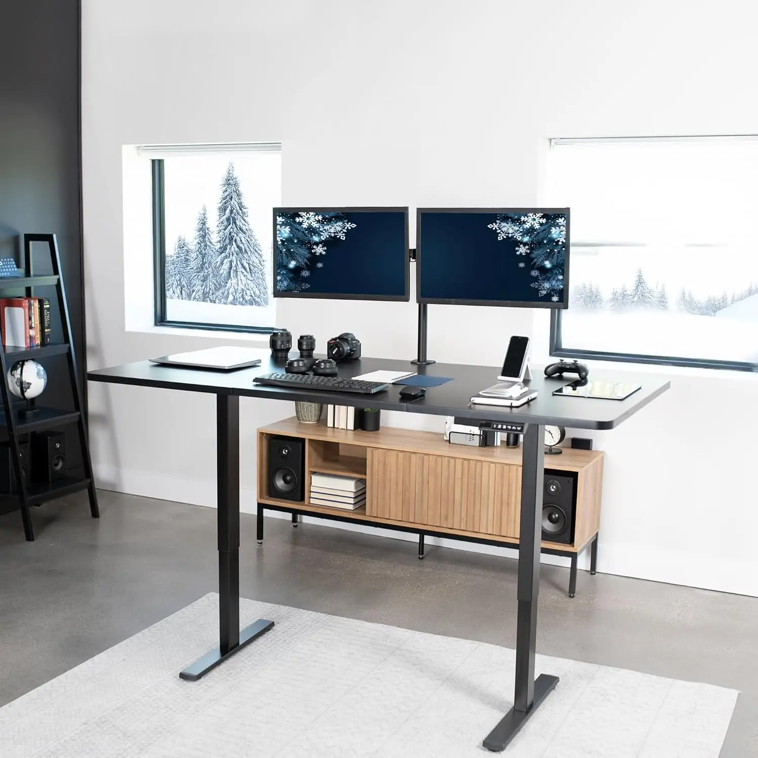 71 x 36 inch Standing Desk Workstation, Memory Controller Height Adjustment, 1B Series, Black Top Black Frame