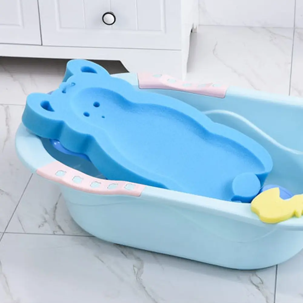 Safety Foldable Sponge Security Foam Bear Shower Support Mat Bathtub Set Pad Newborn Shower Cradle Baby Bath Cushion