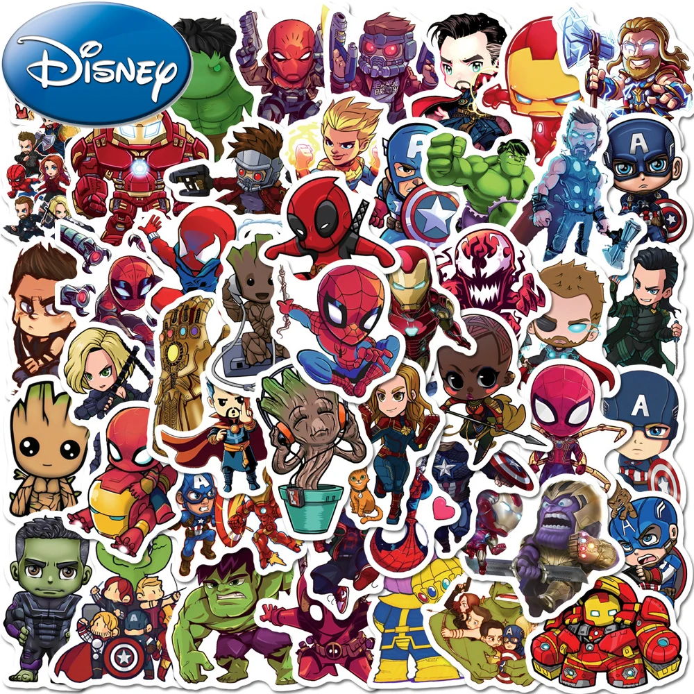 

10/30/50pcs Cool Cartoon Disney The Avengers Spiderman Iron Man Stickers Anime Superhero Graffiti Sticker Decal for Kid Toy Gift