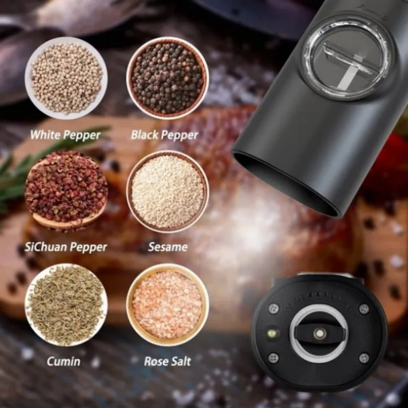 Electric Grinder Set Intelligent Manual Pepper Mill Coarse and Fine Seasoning Bottle Kitchen Seasoning Grinder