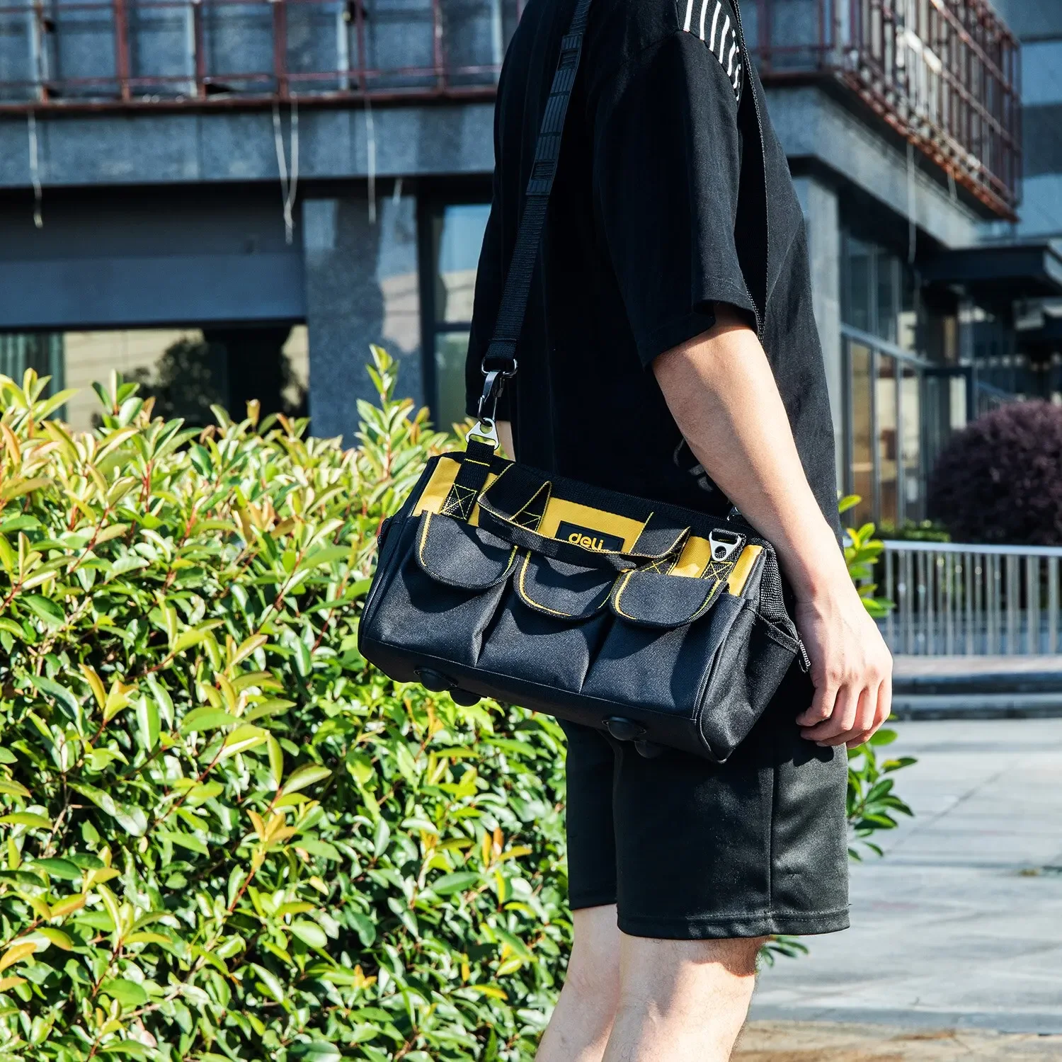 Сумка для инструментов Deli, ткань Оксфорд, бытовая сумка для хранения, водонепроницаемая, большая вместимость для хранения инструментов для технического обслуживания, 13 дюймов, 16 дюймов