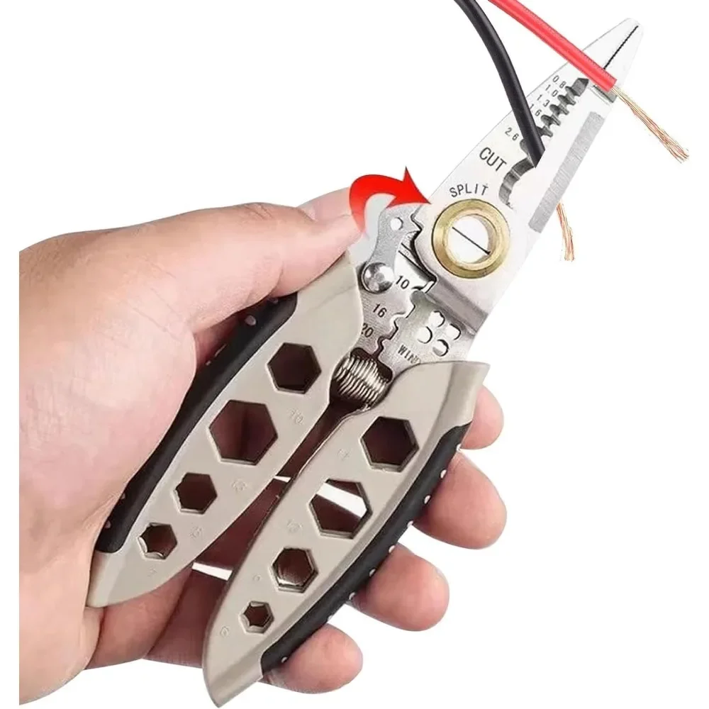 Elétrica Wire Stripper cortador para eletricistas, decapagem e corte, Multi-Purpose, portátil, 7"