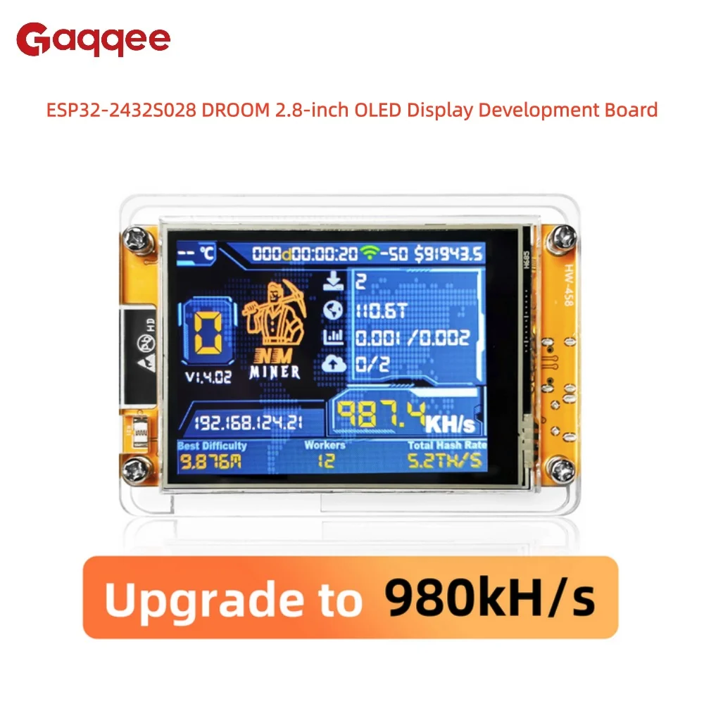 ESP32 2.8-inch OLED Display Development Board ESP32-2432S028 DROOM Development Board Suitable for 980 KH/s hash rate operations