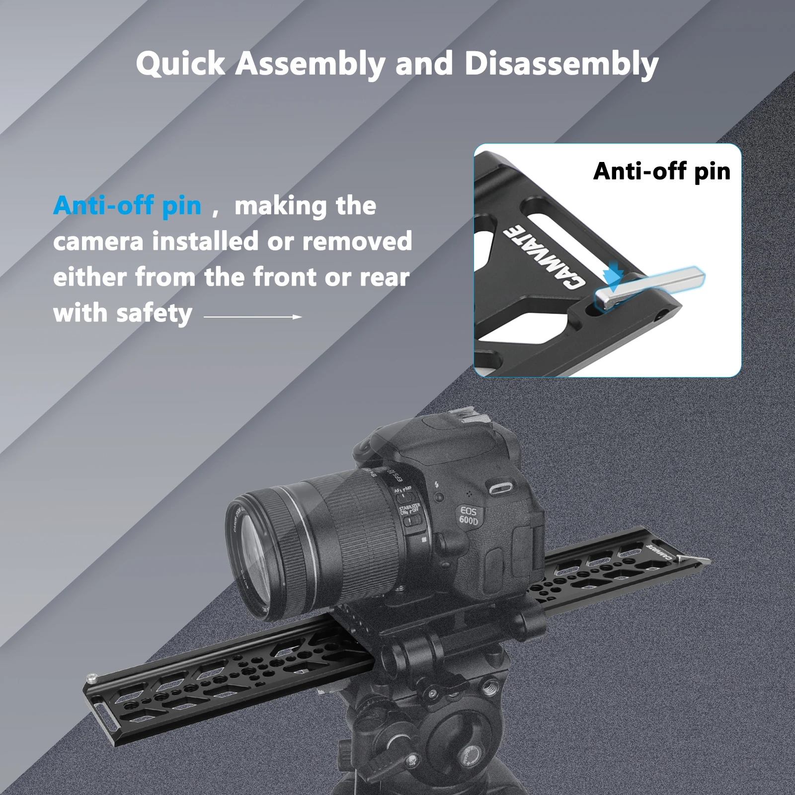 HDRig 8" & 15,7" ARRI Standard-Unterschwalbenschwanzplatte, für Schnellwechsel-ARRI-Plattenklemme, mit 1/4" und 3/8" Loch für BMPCC 4K