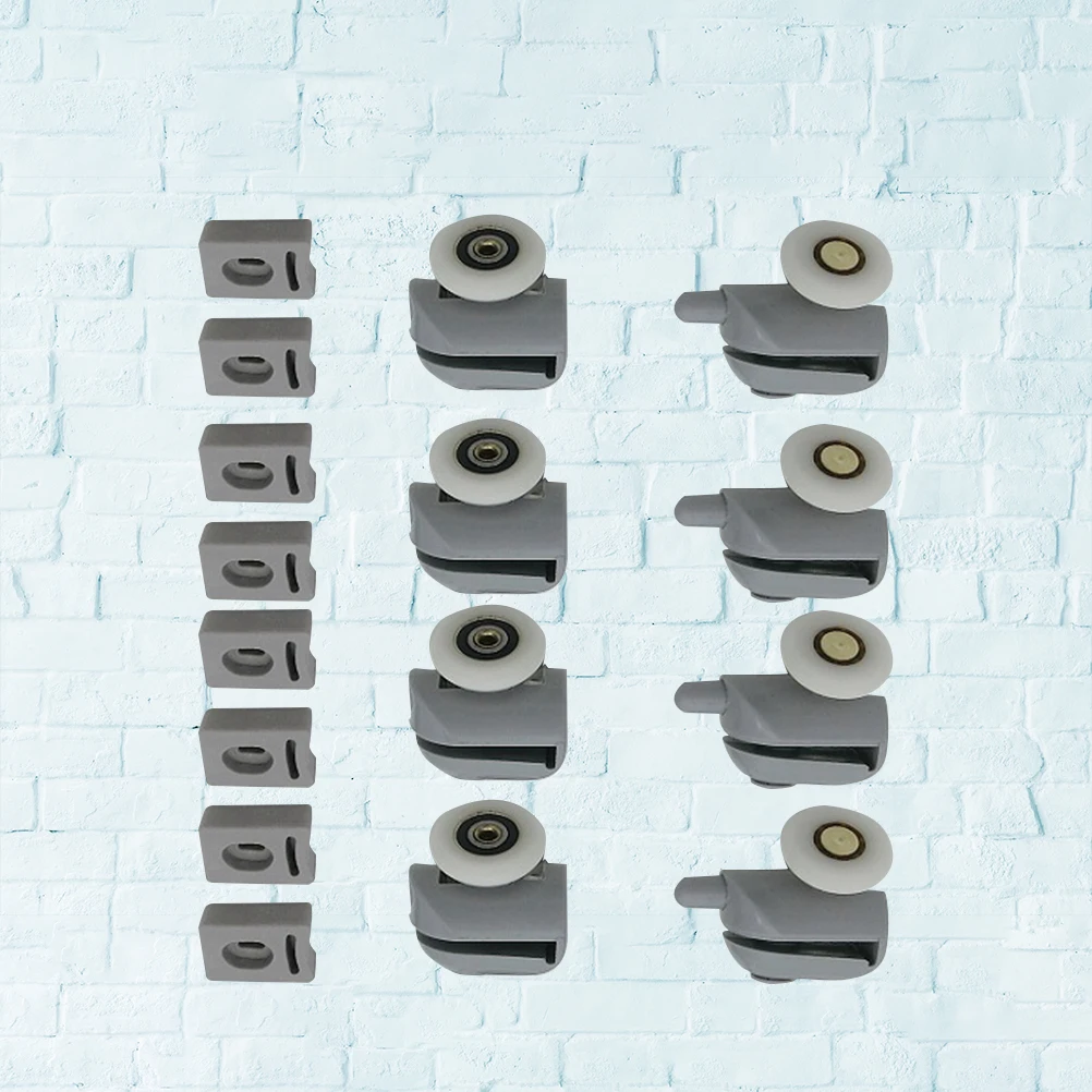 

8pcs Shower Door Rollers Runners Wheels Pulleys Guides Heavy Duty Durable Replacement Parts For Curved Glass