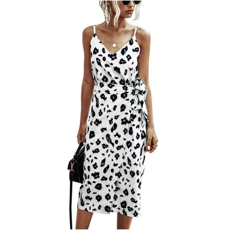 Sexy halflange print Dr V-Ne hoge split asymmetrische band Dr grensoverschrijdend faionable grote maten dames Dr