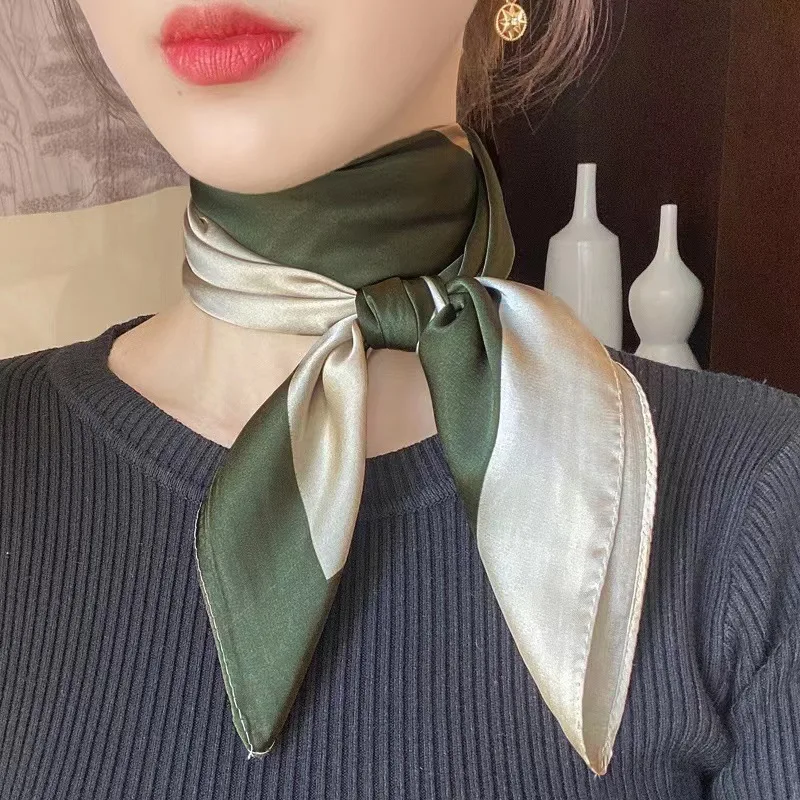 Satin Square Scarf Women Fashion Luxury Neck Scarves Hijab Elegant Silk Neckerchief Female Shawl Wrap Headscarf Bandana Pashmina