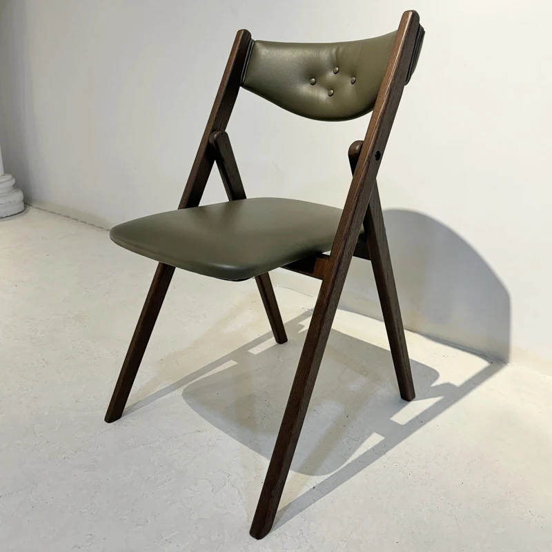 

Modern dining furniture space-saving adjustable leather chair foldable solid wood dining chair