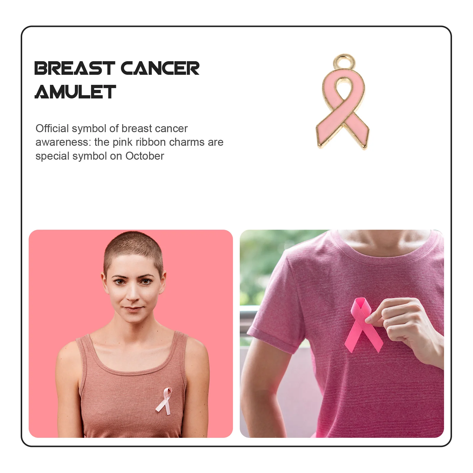 

120Pcs Pink Ribbon Charms Breast Cancer Awareness Dripping Oil Design DIY Jewelry Accessories Necklace Bracelet Anklet Craft