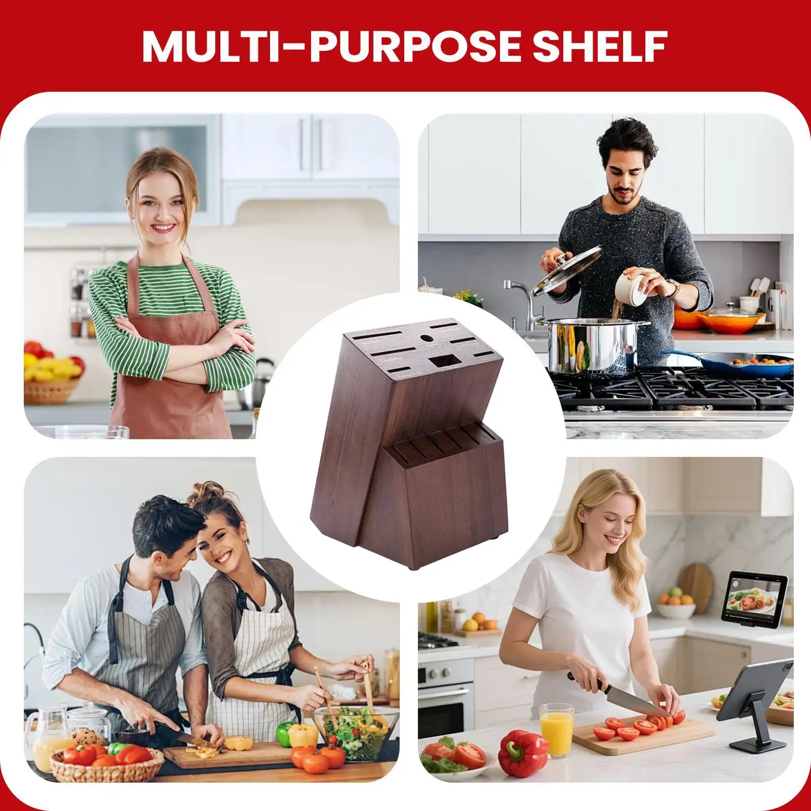 

Cutter Blocks 14-Slot Wooden Organizer Wood Cutter Block For Kitchen Scissor Sharpenner Counter Top Home Cooking Apartment Meal