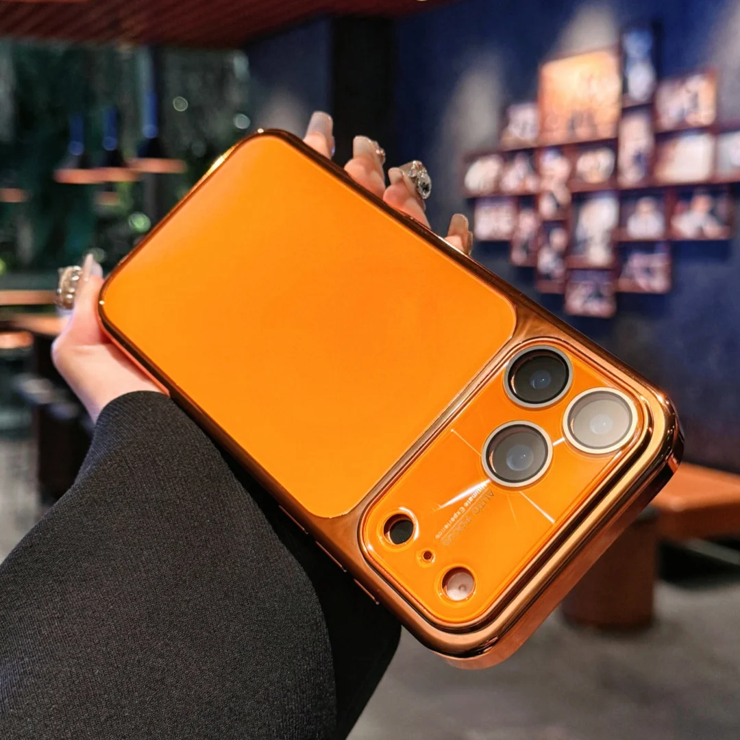 Luxury Plating Aurora Large Window Phone Case For iPhone 17 16 15 14 13 17 Pro Max Crystal Lens Bumper Shockproof Fashion Cover