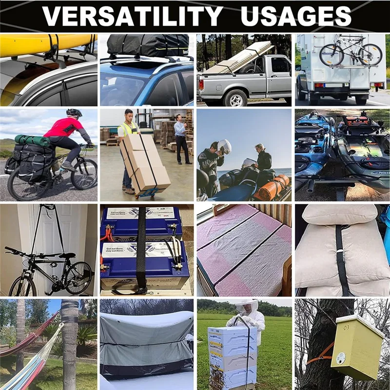 

【NEW】16Ft, Adjustable Kayak Tie Cam Buckle, 00Lbs, For Luggage Kayak With Car Roof Rack Durable Easy Install