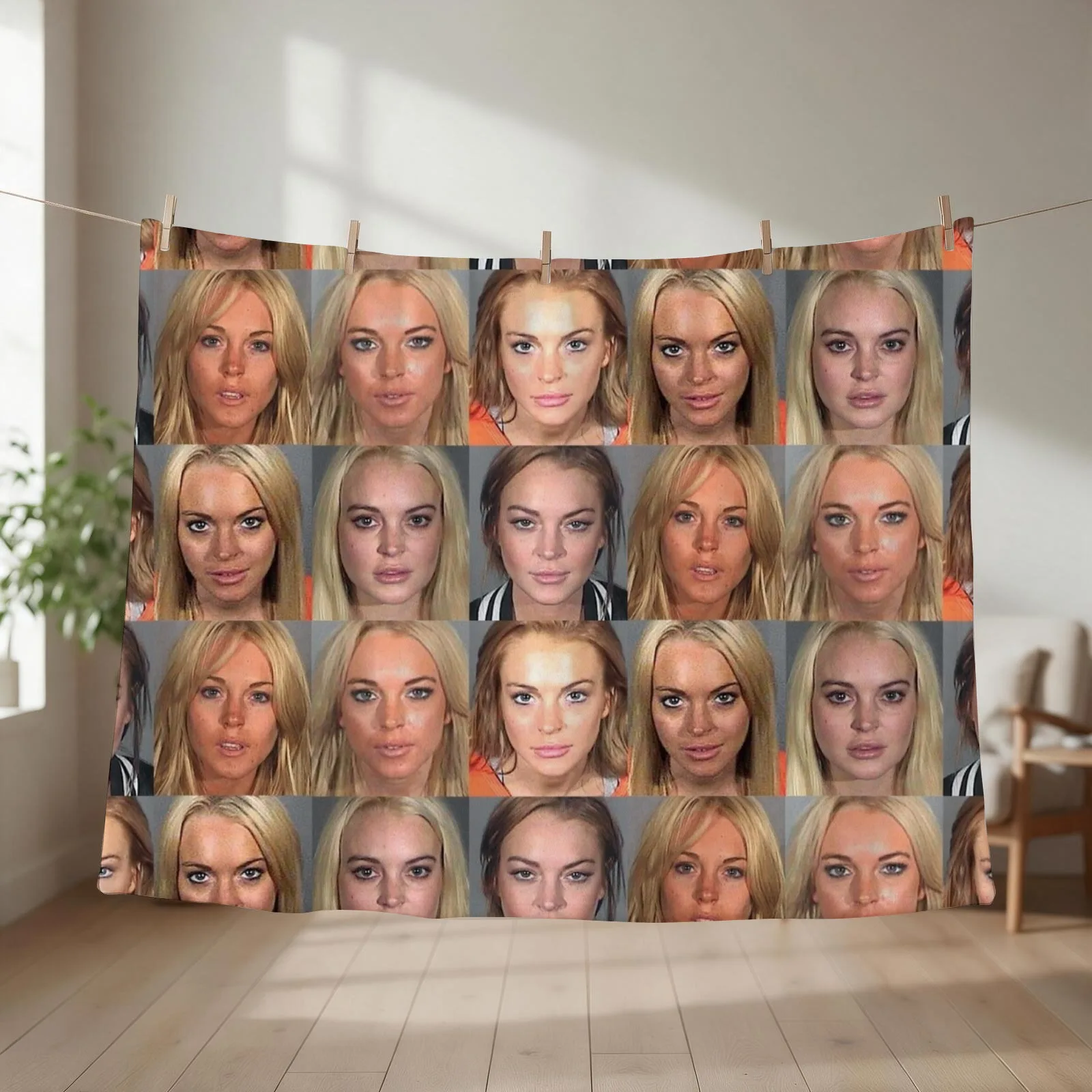 lindsay lohan mugshot Throw Blanket couch cozy soft plush fuzzy picnic outdoor blanket