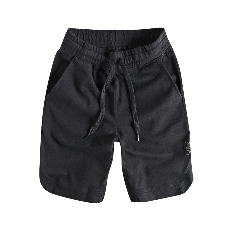 Pantalones cortos deportivos de estilo americano para hombre, Shorts de algodón puro, con cintura elástica, con cordón, informales, de cinco puntos